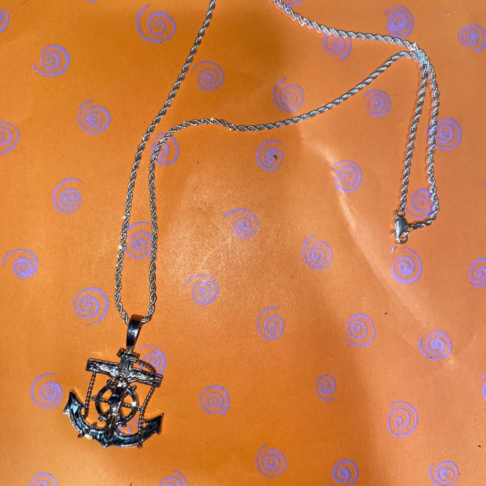 Silver Anchor Pendant Necklace